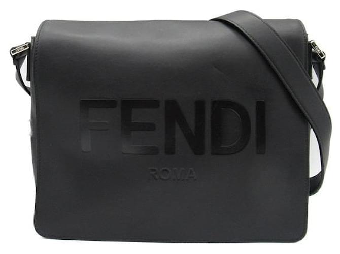 Fendi LOGO MESSENGER BAG Black Leather  ref.1310453