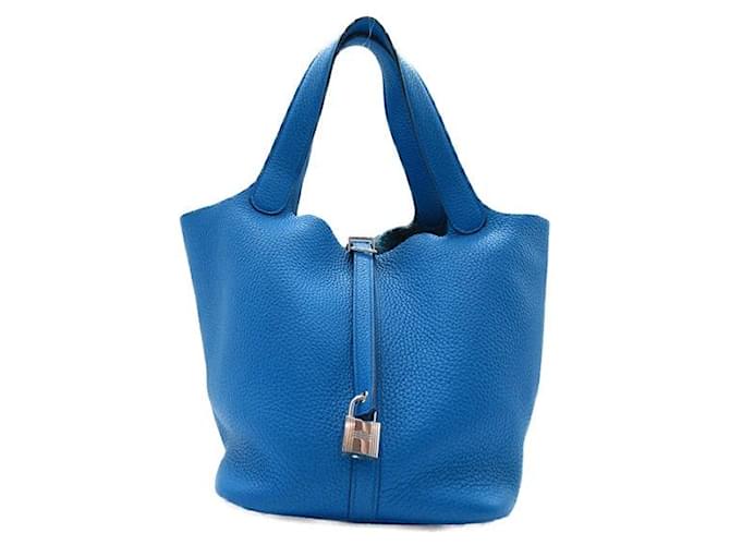 Hermès Clemence Picotin Lock MM Blue Leather  ref.1310555