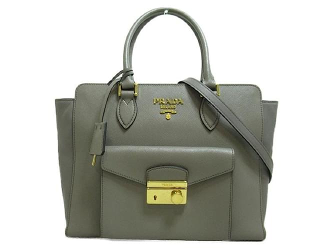 Prada Saffiano Leather Handbag Grey Pony-style calfskin  ref.1310573