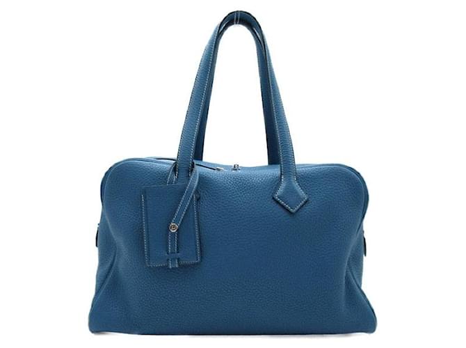Hermès Clemence Victoria 35 Blue Leather  ref.1310575