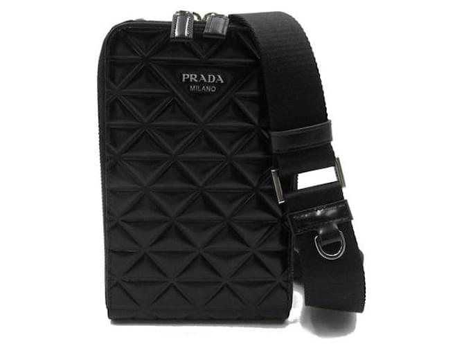 Prada Leather Smartphone Crossbody Pouch Black Pony-style calfskin  ref.1310591
