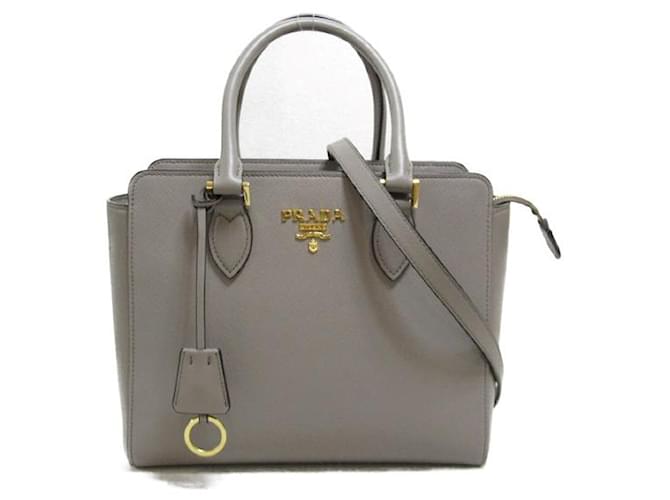 Prada Saffiano Leather Handbag Grey Pony-style calfskin  ref.1310592