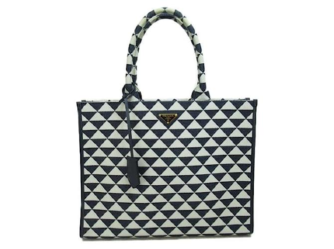 Prada Symbole Jacquard Tote Bag Blue Cloth  ref.1310597