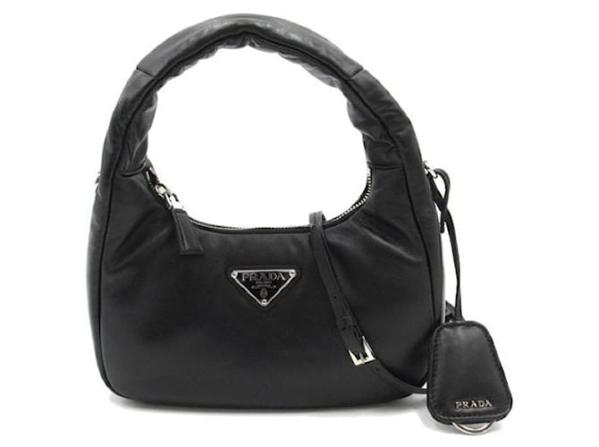 Prada Leather Shoulder Bag Black Pony-style calfskin  ref.1310599