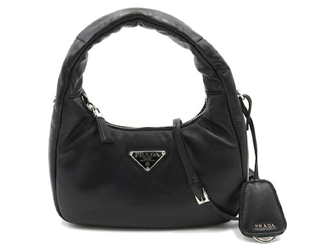 Prada Sac à bandoulière en cuir Veau façon poulain Noir  ref.1310599