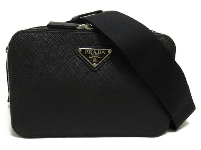 Prada Saffiano Leather Crossbody Bag Black Pony-style calfskin  ref.1310601