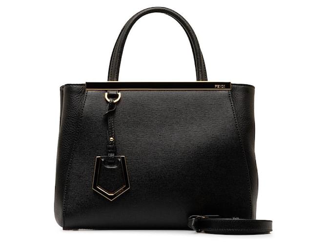 Fendi leather 2Jours Handbag Black Pony-style calfskin  ref.1310638