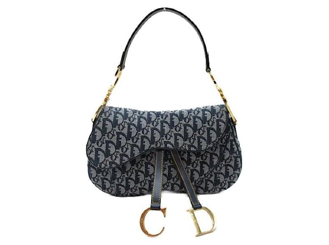 Dior Oblique Canvas Saddle Bag Blue Cloth  ref.1310644