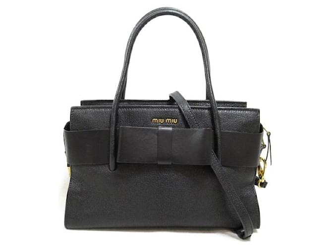 Miu Miu Madras Fiocco Bow Handbag Black Leather  ref.1310676