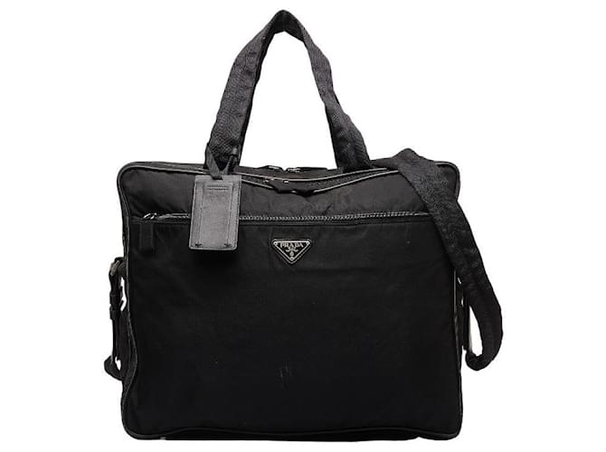 Prada Tesssuto Logo Business Bag Black  ref.1310687