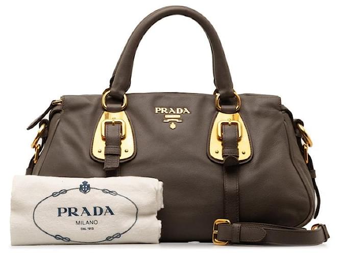 Prada Soft Calf Leather Handbag Grey Pony-style calfskin  ref.1310689