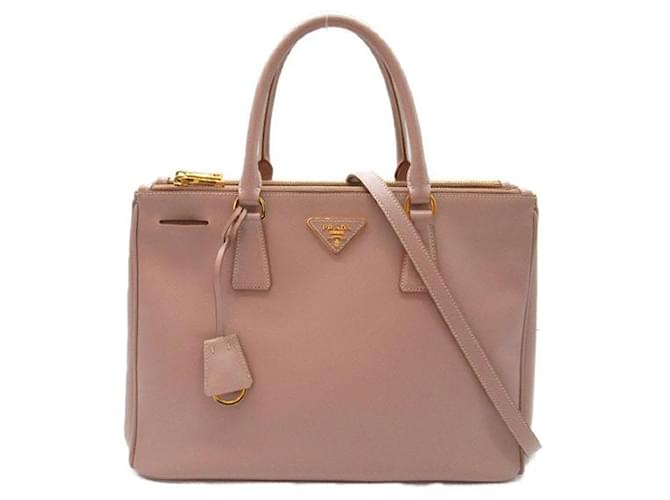Prada Saffiano Galleria lined Zip Tote Pink Leather  ref.1310697