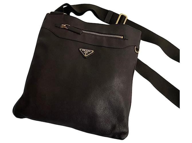 Prada Leather Crossbody Bag Brown Pony-style calfskin  ref.1310746