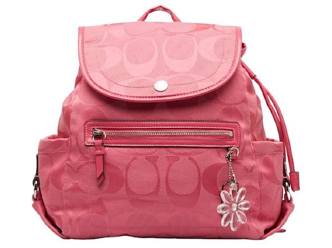 Coach Signature Kyra Canvas Backpack Pink Cloth  ref.1310774