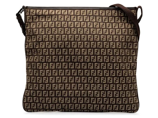 Fendi Zuchinno Canvas Crossbody Bag Brown Cloth  ref.1310790