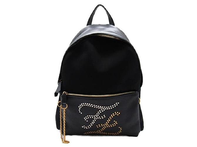 Fendi Leather & Nylon Backpack Black  ref.1310795