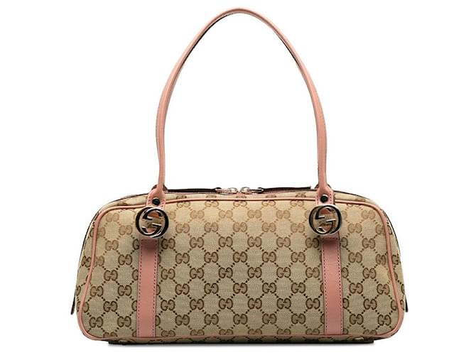 Gucci Bolso de mano Twins de lona con GG Castaño Lienzo  ref.1310805