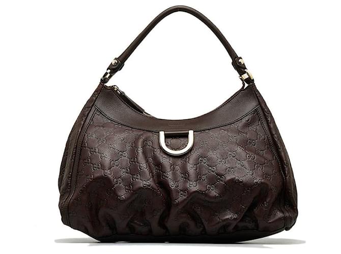 Gucci GG Signature D-ring Shoulder Bag Brown Pony-style calfskin  ref.1310806
