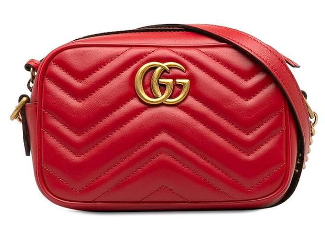 Gucci GG Marmont Matelasse Camera Bag Red Pony-style calfskin  ref.1310817