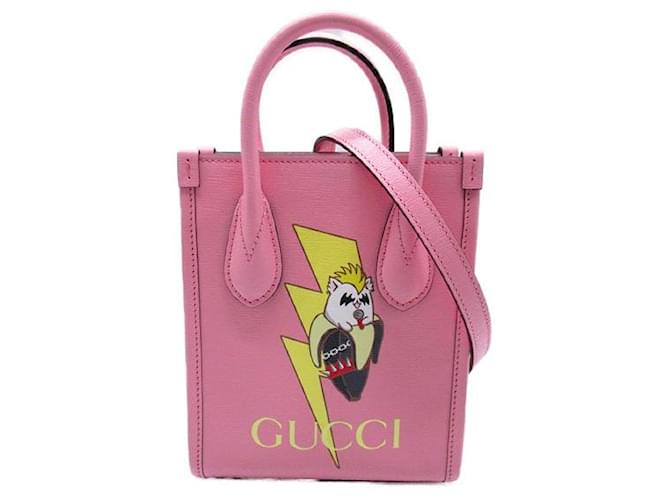Gucci x Bananya Bolsa de tela Rosa Becerro  ref.1310818