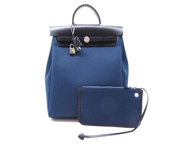 Hermès Toile Herbag Backpack Blue