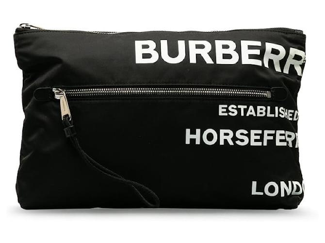 Burberry Embreagem de nylon com estampa Horseferry Preto  ref.1310851