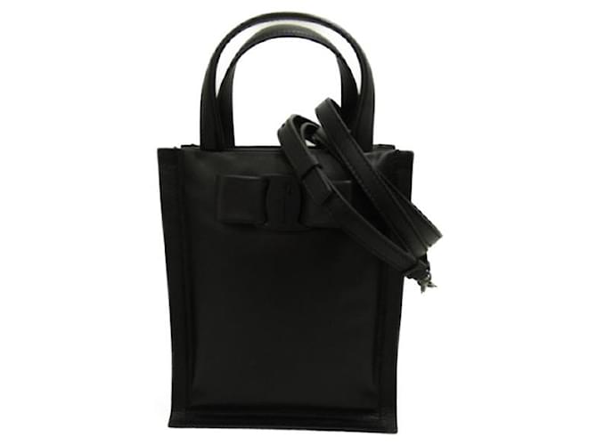 Salvatore Ferragamo Leather Viva Bow Mini Bag Black Pony-style calfskin  ref.1310861