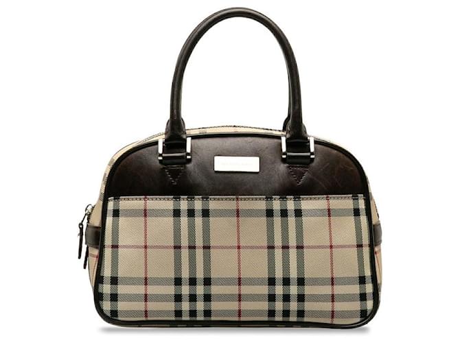 Burberry House Check Canvas Handbag Brown Cloth  ref.1310880