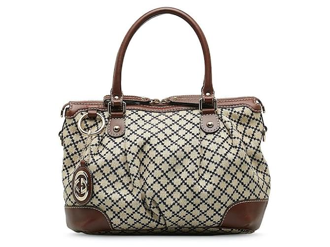 Gucci Diamante Canvas Sukey Handbag Brown Cloth  ref.1310888