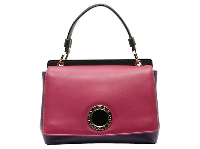 Bulgari Leather Duet Handbag Pink Pony-style calfskin  ref.1310889