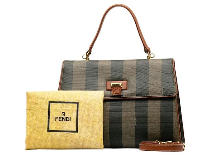 Fendi Pequin Canvas Handbag Brown  ref.1310898