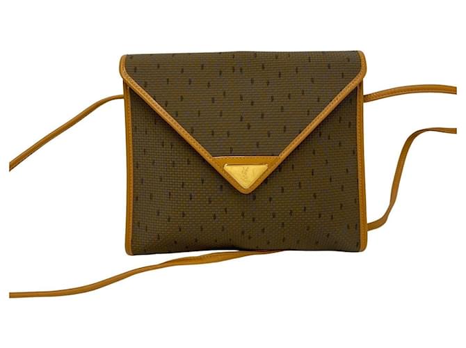 Yves Saint Laurent Envelope Canvas Crossbody Bag Brown Cloth  ref.1310900