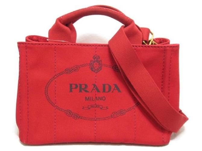 Prada Handtasche mit Canapa-Logo Rot Leinwand  ref.1310919