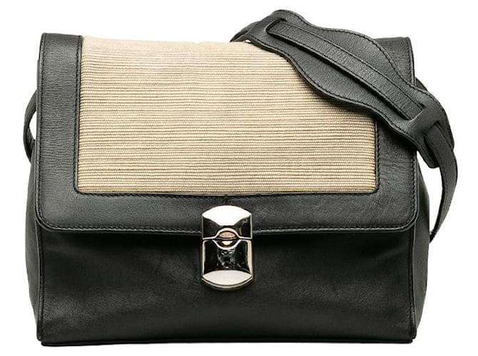 Balenciaga Canvas & Leather Crossbody Bag Black Pony-style calfskin  ref.1310968