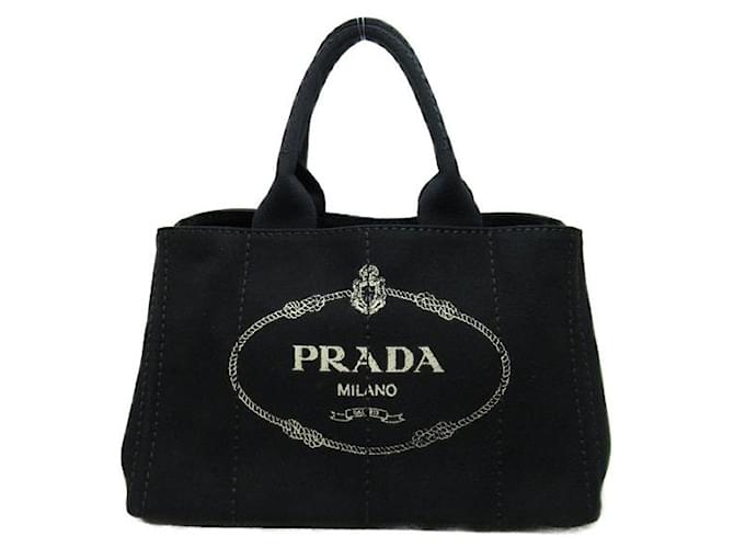 Tote Prada Canapa-Logo-Einkaufstasche Schwarz Leinwand  ref.1311000