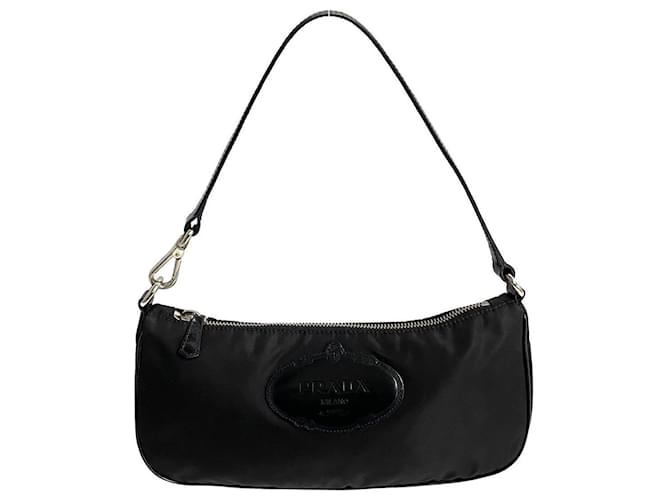 Prada Tessuto Logo Baguette Bag Black Nylon  ref.1311017