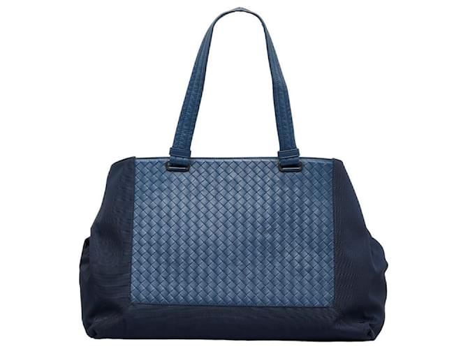 Bottega Veneta Intrecciato Two Tone Handbag Blue Pony-style calfskin  ref.1311032