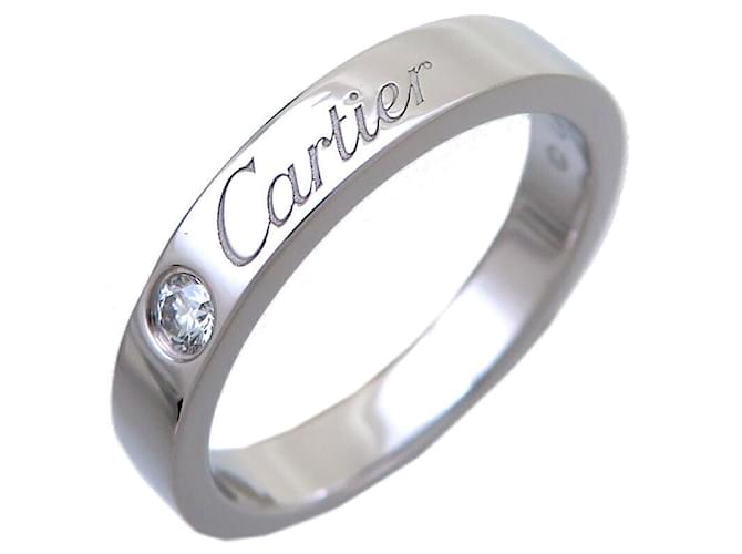 Cartier Platinum C De Engraved Ring Silvery  ref.1311048