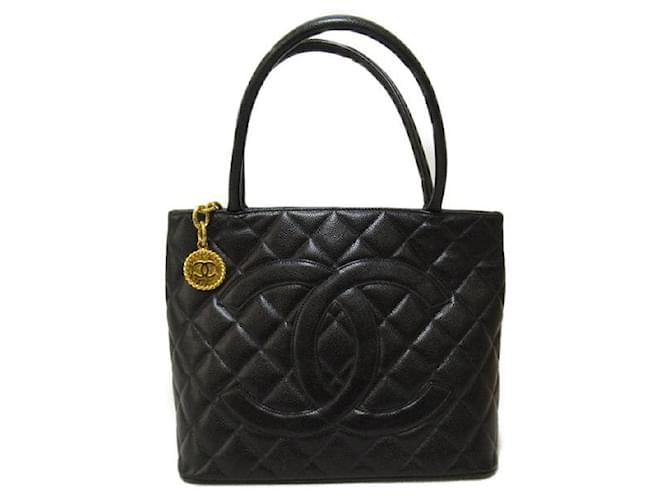 Chanel CC Caviar Medaillon-Einkaufstasche Schwarz  ref.1311088