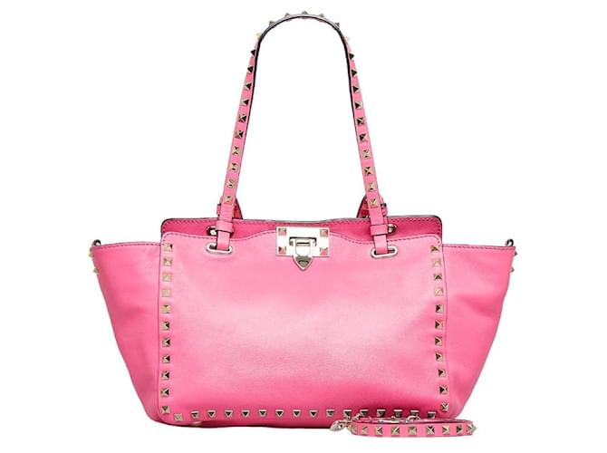 Valentino Rockstud Trapez-Tasche Pink Kalbähnliches Kalb  ref.1311183
