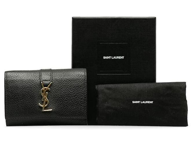 Yves Saint Laurent Leather 6 Portachiavi Nero Vitello simile a un vitello  ref.1311185