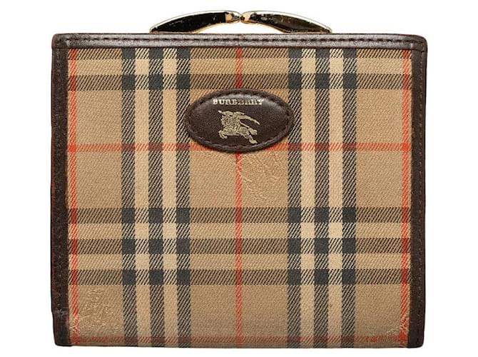 Burberry Haymarket Check French Purse Brown  ref.1311199
