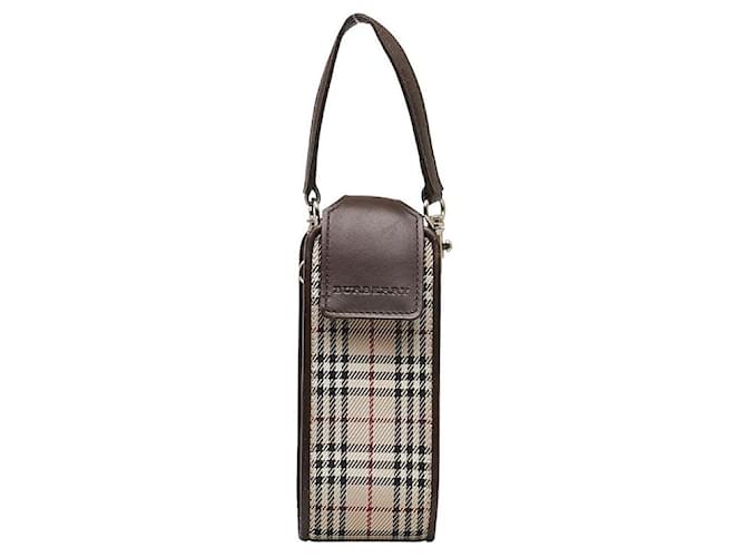 Burberry Vintage Check Canvas Phone Holder Brown Cloth  ref.1311205