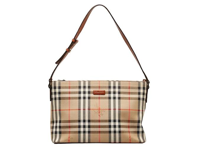 Burberry Haymarket Check Canvas Shoulder Bag Brown Cloth  ref.1311208