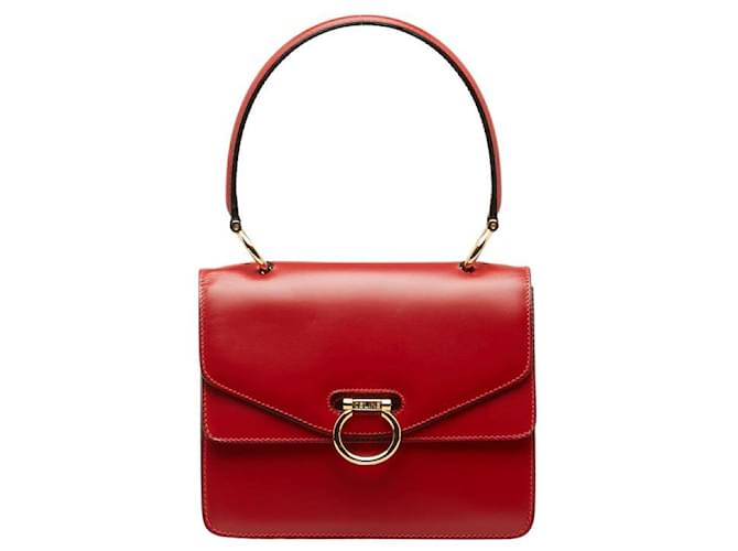 Céline Gancini Leather Handbag Red Pony-style calfskin  ref.1311227