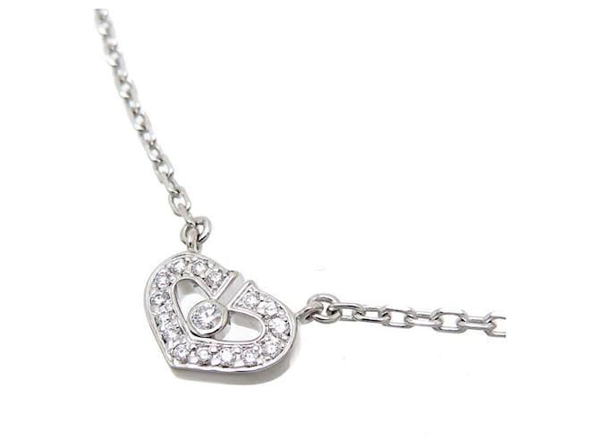 Cartier 18K Diamond C Heart Necklace Silvery  ref.1311274
