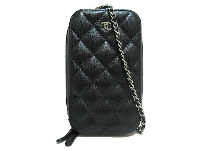 Chanel Quilted Caviar Crossbody Phone Holder Black  ref.1311286