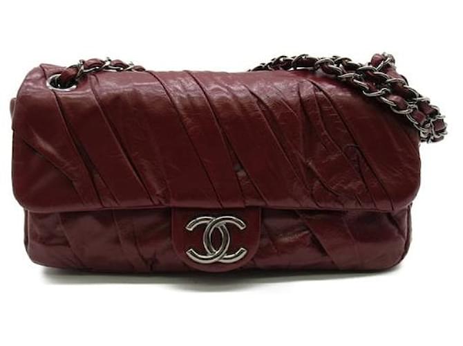 Chanel CC Glazed Twisted Medium Flap Bag Red Leather  ref.1311287
