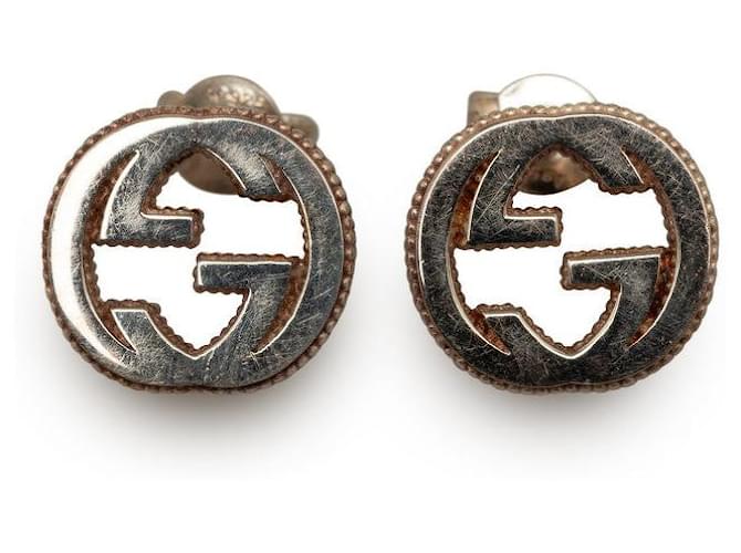 Gucci Interlocking G Stud Earrings Silvery Silver  ref.1311306