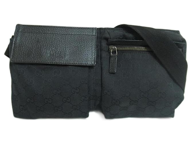 Gucci GG Canvas Double Pocket Belt Bag Black Cloth  ref.1311314